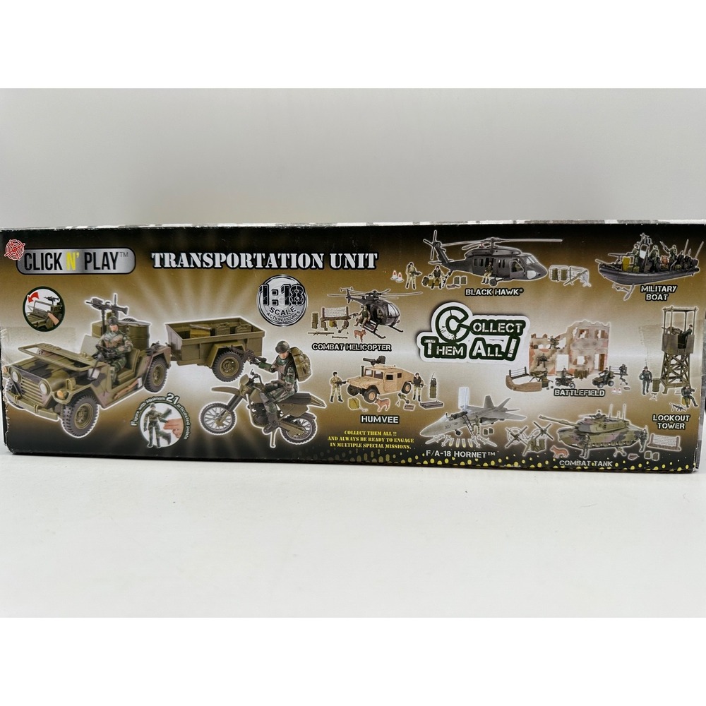NEW Open Box Click N' Play Transportation Unit World Peacekeepers 16 Pc Set